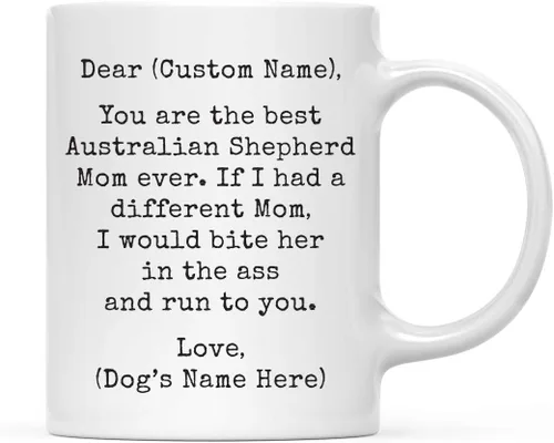 Miniatura 115 de Andaz Press Taza de café personalizada divertida con texto en inglés "Dog Mom", regalo de broma para la mejor mamá de perro cocker spaniel, muerde