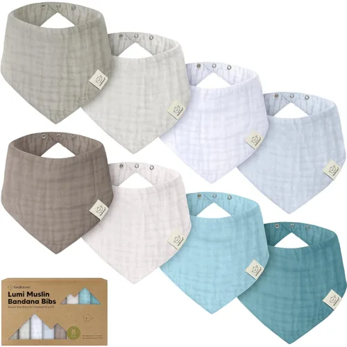 Miniatura 14 de KeaBabies Paquete de 8 baberos de muselina para niños y niñas, baberos de muselina bandana para bebés, niñas y niños, babeo recién nacido, dentición