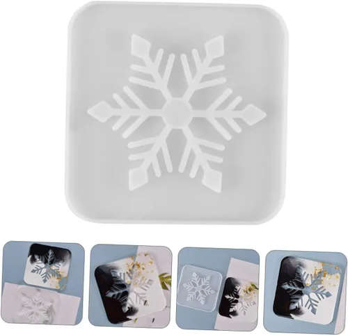 Miniatura 4 de CORHAD 1 posavasos de copo de nieve de silicona hueca para tapete de copa, posavasos de copo de nieve antiadherente, fácil de limpiar