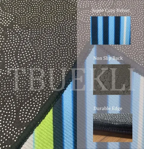 Miniatura 4 de Alfombra de ilusión óptica 3D azul y verde, patrón geométrico de remolino, para dormitorio, sala de estar, decoración de interiores, 63 x 47