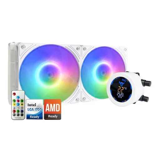 Miniatura 10 de Dracaena.io Enfriador de CPU AIO de 4.724 in, control remoto ARGB, ventilador PWM ARGB silencioso, bomba de rodamiento hidráulico y radiador