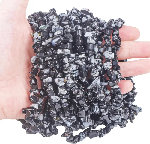 Miniatura 25 de Cuentas de piedra pulida de obsidiana negra de 0.197-0.315 in para la fabricación de joyas, cuentas sueltas de cristal curativo de forma irregular