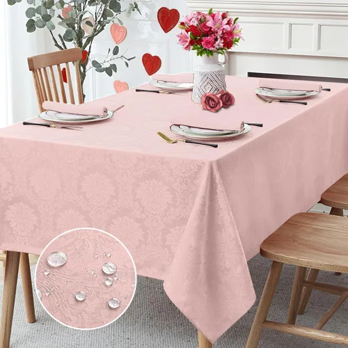 Miniatura 8 de Romanstile Mantel rectangular de jacquard de primavera, impermeable, diseño floral de damasco, manteles decorativos de tela pesada para cenas