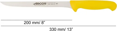Miniatura 2 de Arcos Cuchillo de filete de acero inoxidable nitrum de 8 pulgadas y hoja de 7.874 in. Cuchillo afilado para filetear carne y pescado. Mango Amarillo