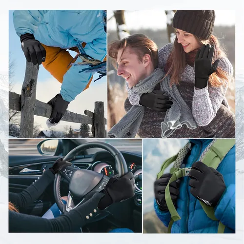 Miniatura 7 de SIMARI - Guantes de invierno para hombres y mujeres para pantalla táctil guantes de invierno guantes de trabajo para correr conducir montar