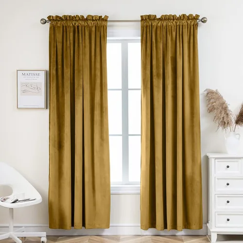Miniatura 21 de PLEASANT BOULEVARD Cortinas de terciopelo [2 paneles] elegantes para sala de estar, dormitorio, cuarto de bebé, cortinas para oscurecer