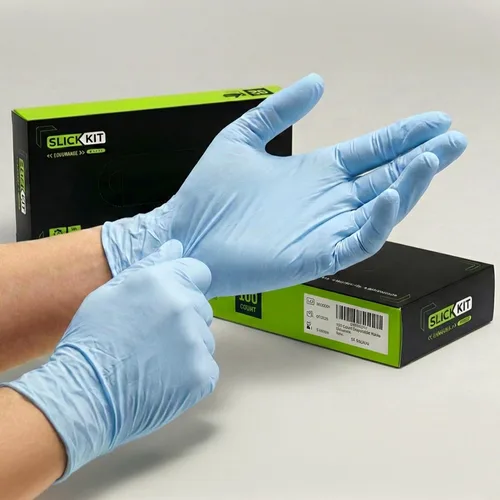 Guantes desechables de nitrilo para piel sensible, sin polvo, sin látex, hipoalergénicos, con infusión de avena, calmantes e hidratantes,