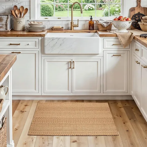 MatEssenz Alfombrillas de cocina de 20 x 30 pulgadas para piso, alfombras de cocina tejidas, lavables a máquina, estilo bohemio, antideslizantes,