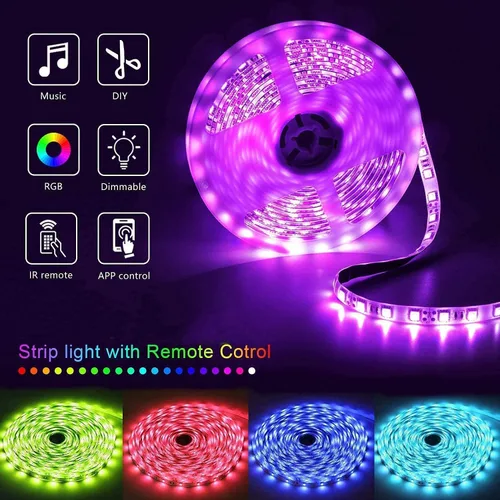 Miniatura 4 de Keepsmile Luces LED de 50 pies para dormitorio, control inteligente de aplicación Bluetooth, RGB que cambia de color, tira de luces LED con control