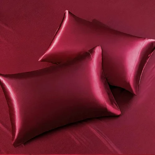 Miniatura 5 de Thmyo Juego de ropa de cama de satén de 3 piezas, sábana bajera ajustable de satén con fundas de almohada, suave, cómoda, hipoalergénica