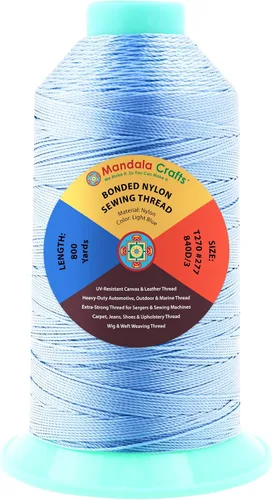 Miniatura 215 de Mandala Crafts - Hilo de nailon para coser cuero, tapicería, mezclilla y para trenzar el pelo; resistente, 1500 yardas, tamaño 69 T70 Marrón