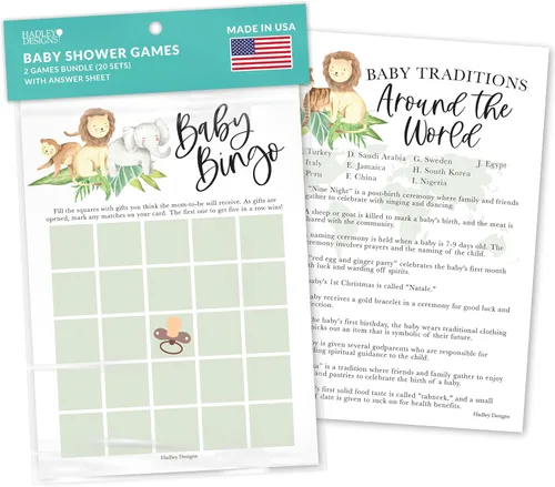 Miniatura 11 de Hadley Designs Juegos de baby shower para 25 invitados – Safari Baby Shower Juego de palabras Scramble, verdadero o falso, juego de baby shower