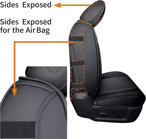 Miniatura 4 de Aierxuan - Fundas para asientos de camionetas Ram 1500/2500/3500 de 2009 a 2021 con cabina regular o Crew Quad; camioneta Heavy Duty, cuero