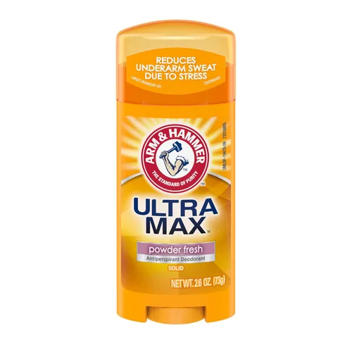 Arm & Hammer Ultramax Desodorante y polvo de antitranspirante sólido, polvo fresco, barra de 2.6 onzas (paquete de 6)
