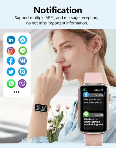 Miniatura 3 de Rastreador de actividad física con monitor de frecuencia cardíaca, sueño, oxígeno en sangre, reloj delgado para mujeres y hombres, IP68, podómetro