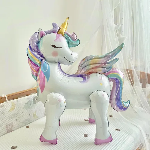 Miniatura 3 de Globos de unicornio autoestables para decoraciones de cumpleaños de niñas, suministros de fiesta de unicornio arcoíris - 28 pulgadas, paquete de 2