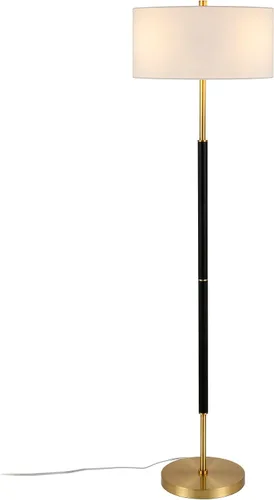 Miniatura 8 de Henn&Hart Lámpara de pie de 2 luces con pantalla de tela en negro mate/latón/blanco, lámpara de pie para oficina en casa, dormitorio, sala de estar