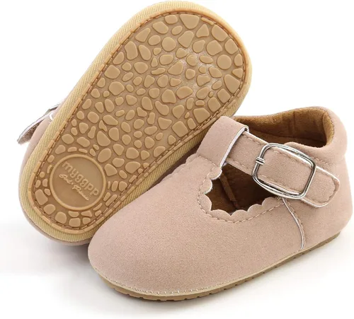 SOFMUO Zapatos deportivos de cuero con cordones para bebés y niñas con suela de goma suave, mocasines Oxford para recién nacidos, mocasines