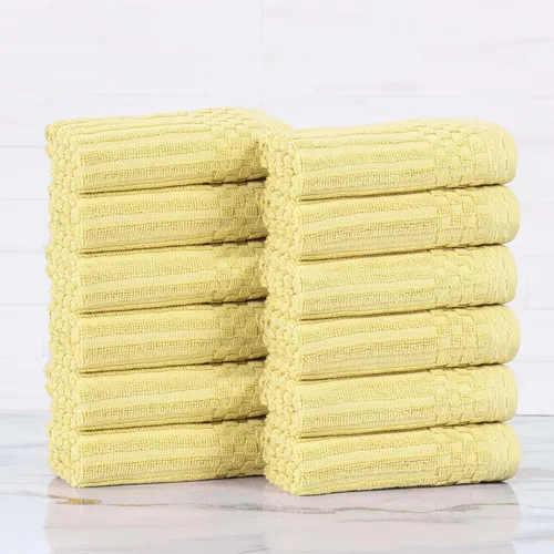 Miniatura 152 de Superior Juego de 6 toallas de algodón sólido y acanalado, toallas de cara de 13 x 13 pulgadas, toallas de mano de 16 x 28 pulgadas, toallas de baño