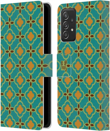 Head Case Designs Green Moroccan Patterns Leather Wallet Case Compatible with Samsung Galaxy A53 5G (2022)