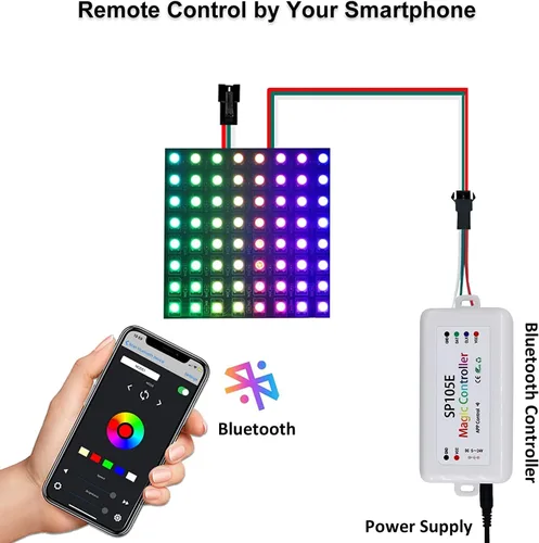 Miniatura 6 de Paquete de 2 controladores LED SP105E, controlador Bluetooth LED Ws2812b para Ws2811 SK6812 APA102 luces IC inteligentes, DC5-24V controlador