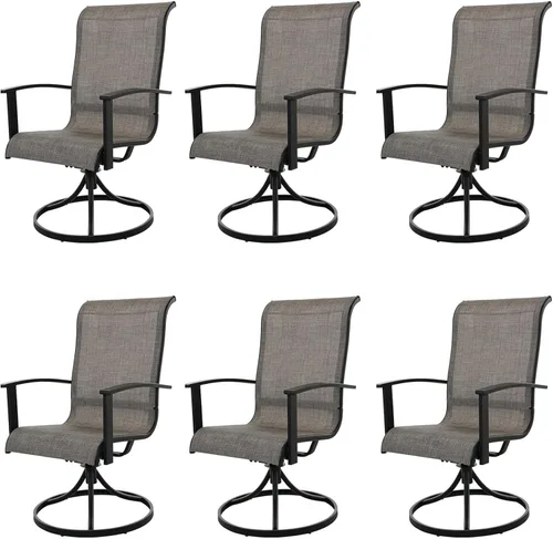 Miniatura 8 de Grand patio Juego de 2 sillas de comedor giratorias para exteriores, juego de balancines de malla de 360 grados para terraza, jardín trasero
