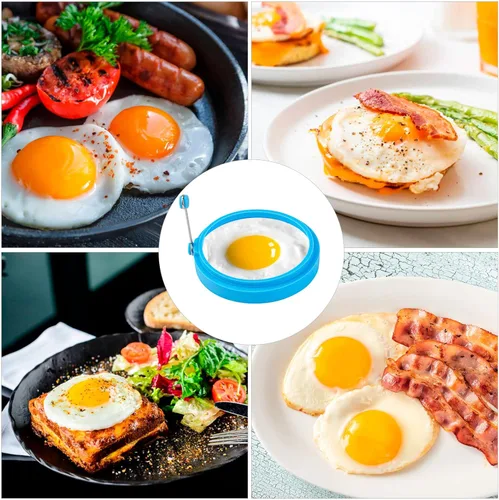 Miniatura 5 de Paquete de 8 anillos de cocina de silicona, molde antiadherente de 4 pulgadas para huevos redondos perfectos, panqueques, hamburguesas vegetarianas