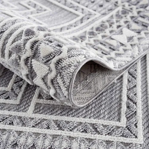 Miniatura 4 de Hauteloom Ethereal - Alfombra de pasillo con borde geométrico de medallón de diamante, estilo bohemio de transición, tribal azteca del suroeste
