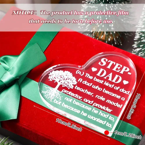 Miniatura 3 de Regalos para el Día del Padre, placa acrílica con corazón para el Día del Padre, regalos para padrastro de hija, hijo, hijastro, hijastro, regalo