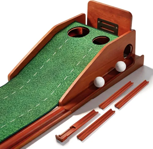 Miniatura 8 de Golf Putting Green Indoor - Practice Uphill Putts, 3-Level Adjustable Incline, Auto Ball Return and Foldable Solid Wood Base, Golf Training Aid for