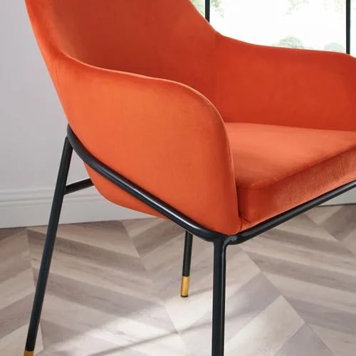 Miniatura 8 de Modway EEI-4671-BLK-ORA Jovi Performance - Sillón de comedor de terciopelo, color negro y naranja