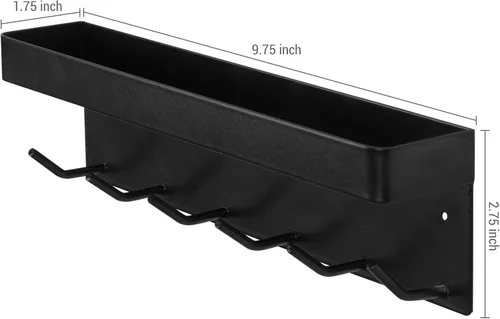 Miniatura 3 de MyGift Soporte para llaves de metal negro montado en la pared para entrada de pared con soporte de correo y estante de accesorios Catchall