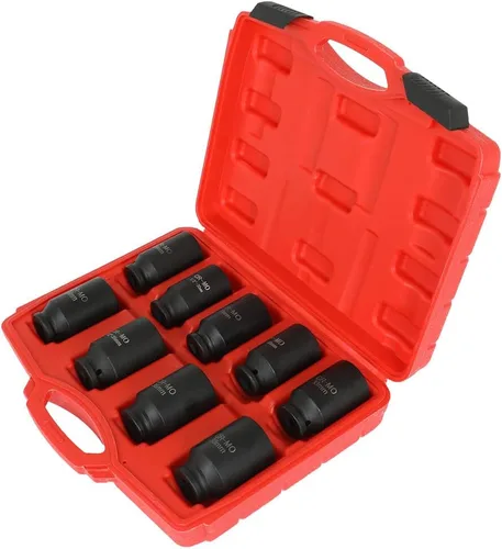 Miniatura 3 de Juego de dados de eje de impacto profundo de 1/2 pulgada de 1/2 pulgada, junta de husillo Cr-V, dados de tuerca de rueda de alto par para la mayoría