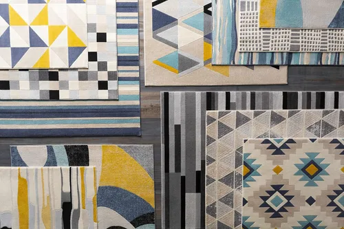Miniatura 8 de Hauteloom Basco - Tapete moderno de rayas onduladas para la sala o el dormitorio, color azul, gris y beige, de 3 pies y 11 pulgadas x 5 pies y 7