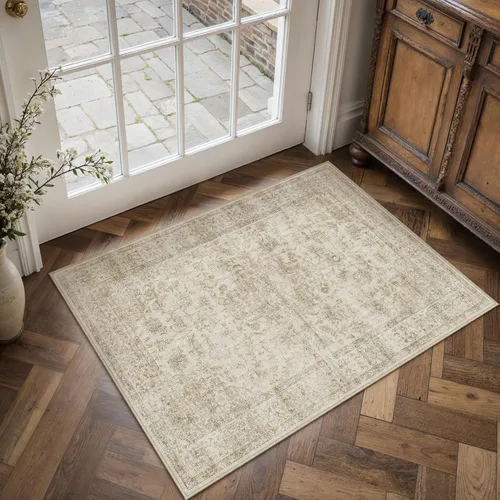 Miniatura 111 de HUGEAR 8x10 Alfombras lavables a máquina color marrón para pasillo, alfombra grande de área interior, alfombra de acento floral, alfombra de pelo