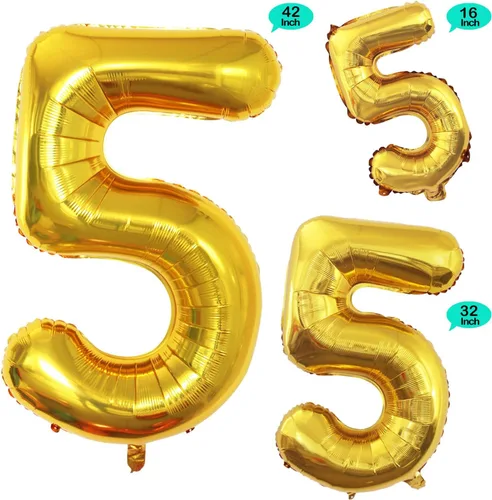 Miniatura 2 de Goer, conjunto de globos de papel aluminio para decoraciones de cumpleaños, globos de las letras de feliz cumpleaños y de números Oro