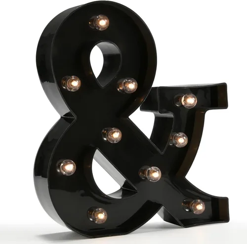 Oycbuzo - Letras con iluminación Led, letras del alfabeto, color negro, para decoración de bares, festivales, cumpleaños, bodas