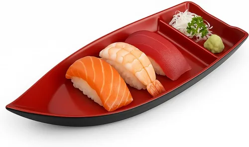 Miniatura 12 de JapanBargain Paquete de 2 platos de sushi con divisor, plato de sashimi japonés de 10 pulgadas, bandeja de aperitivos para salsa de soja, wasabi