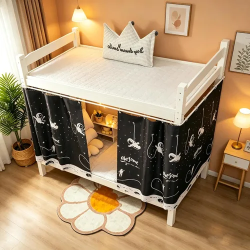 Miniatura 6 de Navhao 2 Paneles, Cortinas de Litera Inferior de Tela Dosel de Cama Cortinas para Estudiantes Redes de Sombreado para Cama Individual, 45.3*78.7
