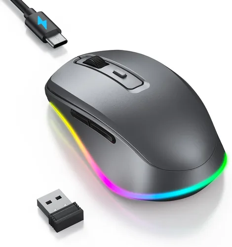 Miniatura 27 de PEIOUS Ratón Inalámbrico Jiggler - Ratones Inalámbricos LED con Mover de Ratón Integrado, Ratón Móvil Recargable para Laptop con Movimiento Azul