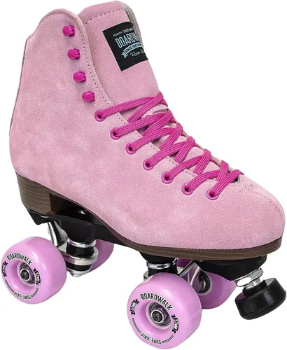 Sure-Grip Boardwalk - Patines de ruedas unisex para exteriores con botas de cuero retro y ruedas 82A Teaberry