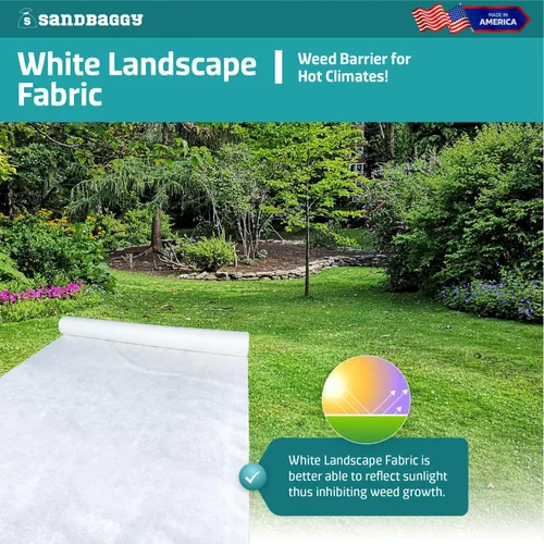 Miniatura 6 de Sandbaggy Tela blanca para paisajes, tela de filtro geotextil no tejida de 8 onzas, más resistente en el mercado, tela de 50 años, fabricada