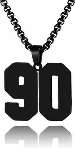Miniatura 15 de Collar de Número Dorado para Hombre, Cadena de Acero Inoxidable con Colgante de Número para Atletas, Joyería Deportiva Personalizada para Niños