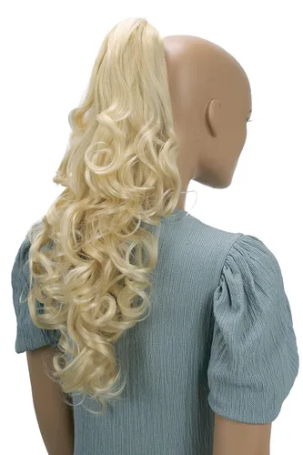 Miniatura 20 de Prettyshop - Extensión de cola de caballo de 24 pulgadas con clip, larga, voluminosa, ondulada, resistente al calor, color negro H63