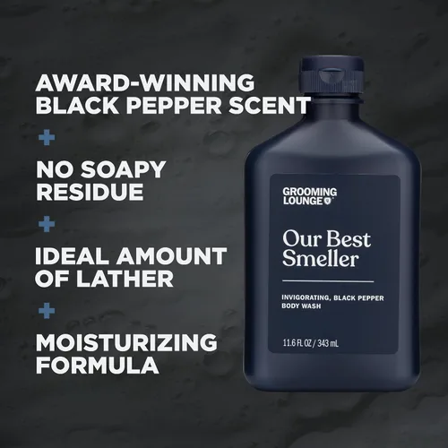 Miniatura 5 de Grooming Lounge Our Best Smeller Body Wash - Exfoliante de ducha hidratante y aclarante de viaje, fragancia fresca, clásica, suave de acai, aloe