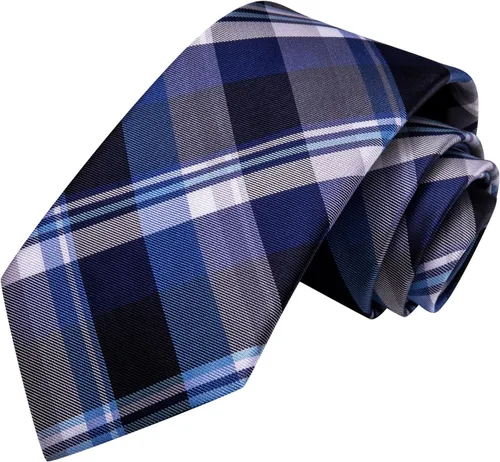 Miniatura 228 de Hi-Tie Corbata clásica de cachemira para hombre con pañuelo y gemelos a cuadros