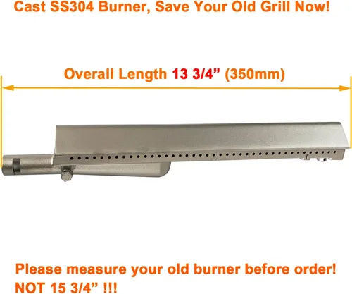 Miniatura 4 de Paquete de 3 quemadores de barbacoa de acero inoxidable fundido de 13 3/4 pulgadas, piezas de repuesto para parrillas Charbroil, Centro, Front
