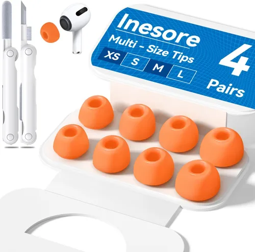 Miniatura 8 de 4 pares de almohadillas transparentes de repuesto para AirPods Pro de 2ª/1ª generación con caja de almacenamiento portátil y bolígrafo limpiador