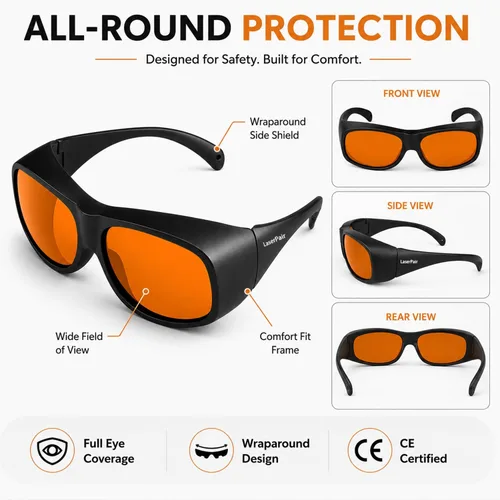 Miniatura 2 de LaserPair - Gafas de seguridad láser de 355 nm, 405 nm, 445 nm, 450 nm, 532 nm, 740 nm, 980 nm, 1064 nm, q conmutadas, gafas de eliminación