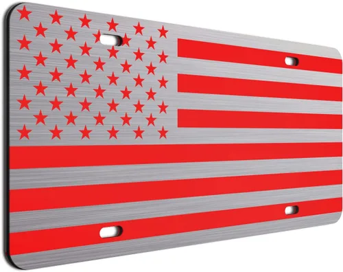 Miniatura 70 de JASS GRAPHIX Placa de matrícula personalizada con la bandera estadounidense de línea amarilla, homenaje personalizado a despachadores y operadores